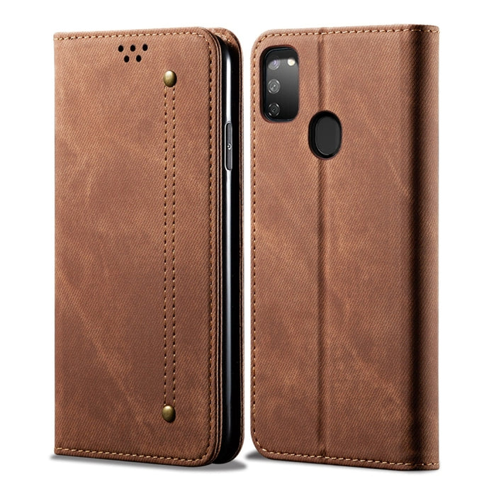 Estuche de cuero con tapa horizontal de estilo casual de textura de mezclilla con soporte y ranuras para tarjetas y billetera, For Galaxy A70, For Galaxy M30s, For Galaxy A10s, For Galaxy A20 / A30, For Galaxy A20s, For Galaxy A50s / A50 / A30s        ...
