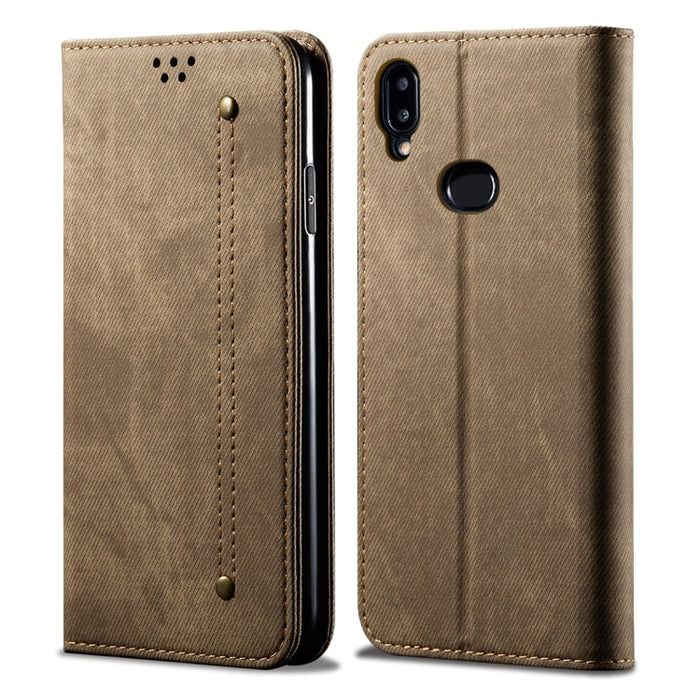 Estuche de cuero con tapa horizontal de estilo casual de textura de mezclilla con soporte y ranuras para tarjetas y billetera, For Galaxy A70, For Galaxy M30s, For Galaxy A10s, For Galaxy A20 / A30, For Galaxy A20s, For Galaxy A50s / A50 / A30s        ...