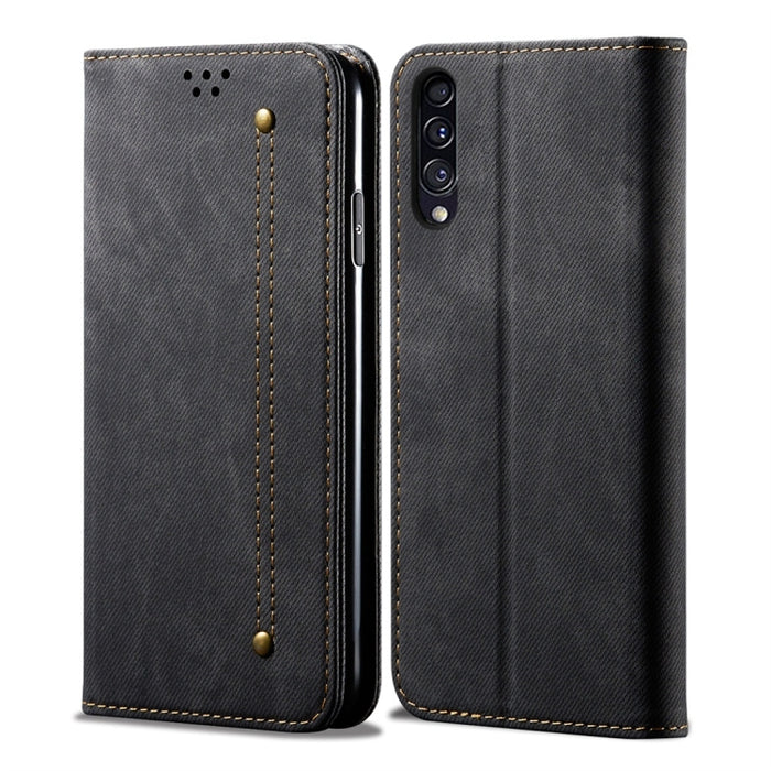 Estuche de cuero con tapa horizontal de estilo casual de textura de mezclilla con soporte y ranuras para tarjetas y billetera, For Galaxy A70, For Galaxy M30s, For Galaxy A10s, For Galaxy A20 / A30, For Galaxy A20s, For Galaxy A50s / A50 / A30s        ...