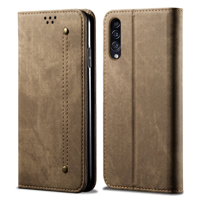 Estuche de cuero con tapa horizontal de estilo casual de textura de mezclilla con soporte y ranuras para tarjetas y billetera, For Galaxy A70, For Galaxy M30s, For Galaxy A10s, For Galaxy A20 / A30, For Galaxy A20s, For Galaxy A50s / A50 / A30s        ...