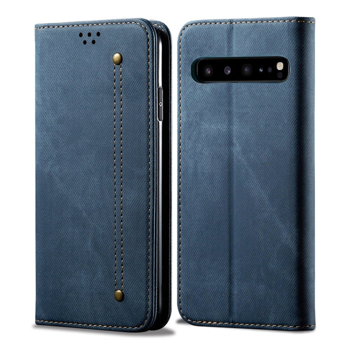 Estuche de cuero con tapa horizontal de estilo casual de textura de mezclilla con soporte y ranuras para tarjetas y billetera, For Galaxy A70, For Galaxy M30s, For Galaxy A10s, For Galaxy A20 / A30, For Galaxy A20s, For Galaxy A50s / A50 / A30s        ...