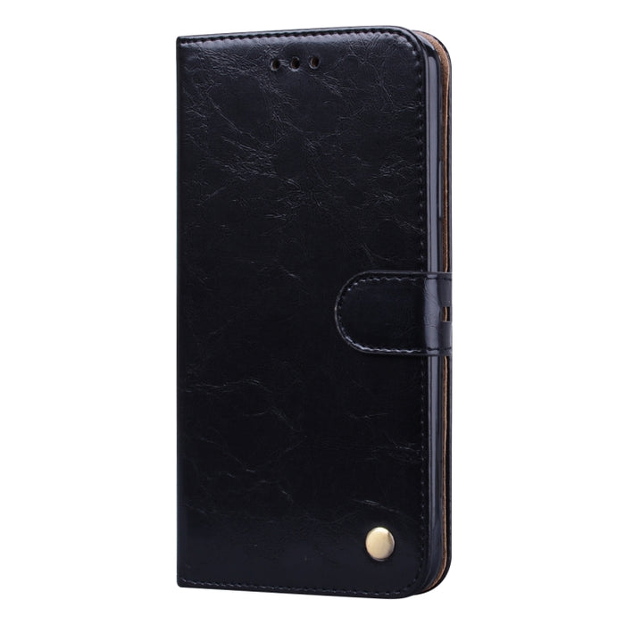 Estuche de cuero con tapa horizontal con textura de cera de aceite de estilo comercial con soporte y ranuras para tarjetas y billetera