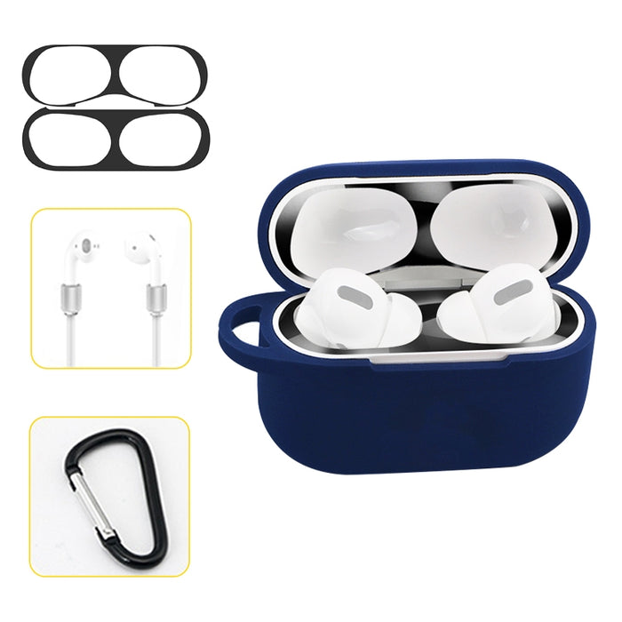Para AirPods Pro Silicona Auriculares inalámbricos Estuche protector Caja de almacenamiento con gancho Cuerda anticaída