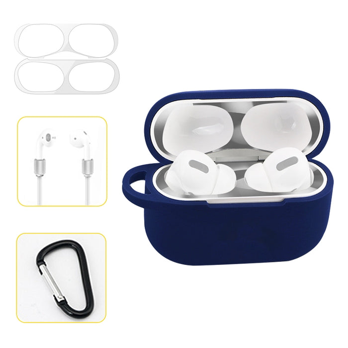 Para AirPods Pro Silicona Auriculares inalámbricos Estuche protector Caja de almacenamiento con gancho Cuerda anticaída