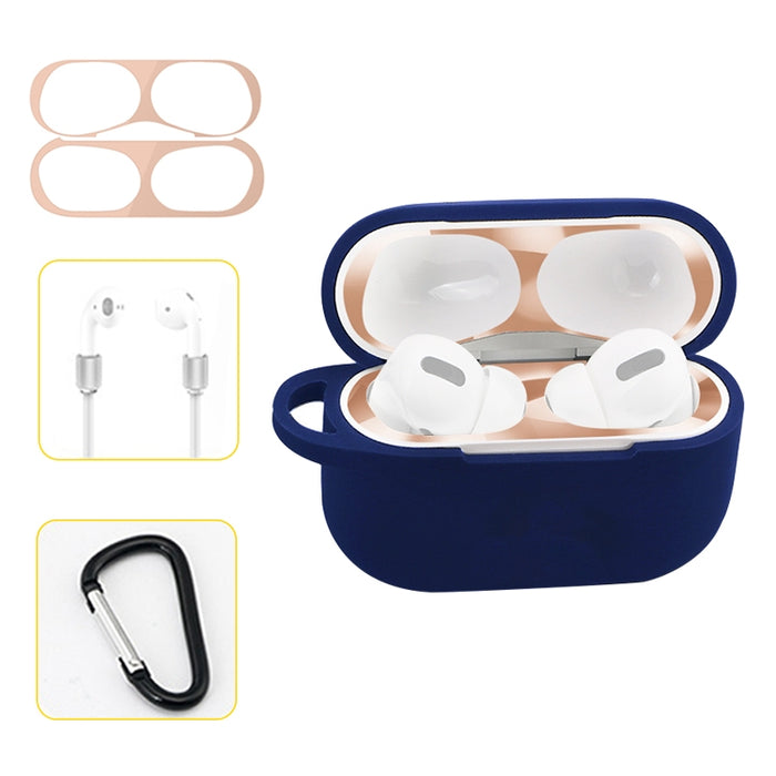 Para AirPods Pro Silicona Auriculares inalámbricos Estuche protector Caja de almacenamiento con gancho Cuerda anticaída