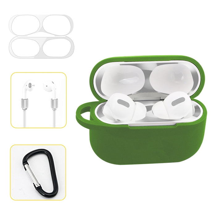 Para AirPods Pro Silicona Auriculares inalámbricos Estuche protector Caja de almacenamiento con gancho Cuerda anticaída