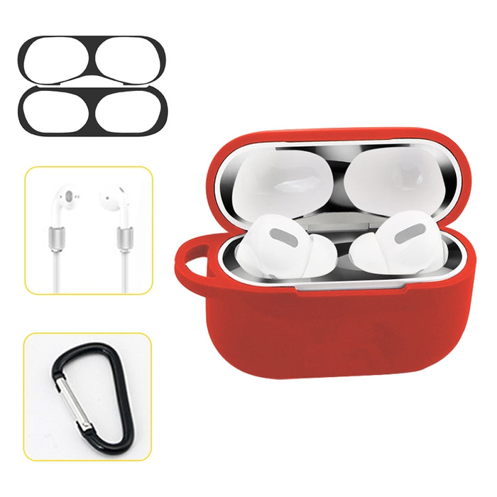 Para AirPods Pro Silicona Auriculares inalámbricos Estuche protector Caja de almacenamiento con gancho Cuerda anticaída