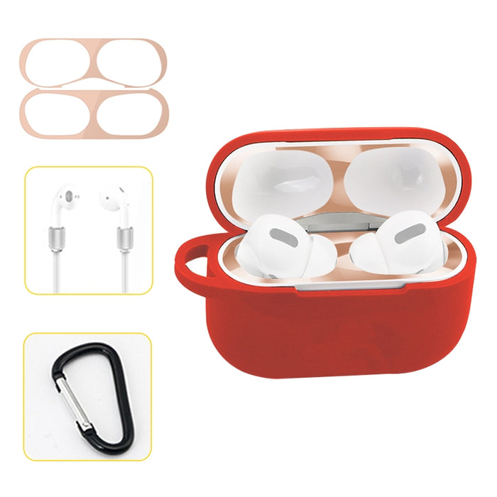 Para AirPods Pro Silicona Auriculares inalámbricos Estuche protector Caja de almacenamiento con gancho Cuerda anticaída