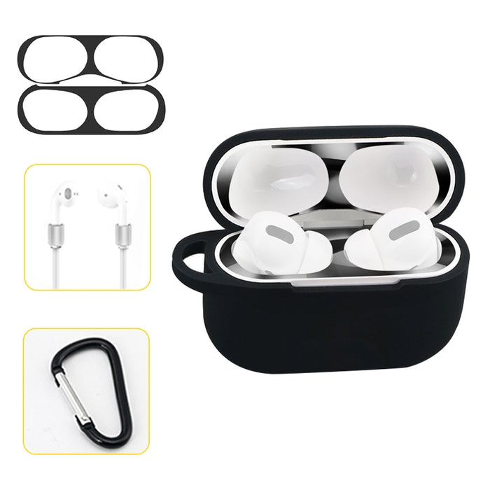 Para AirPods Pro Silicona Auriculares inalámbricos Estuche protector Caja de almacenamiento con gancho Cuerda anticaída