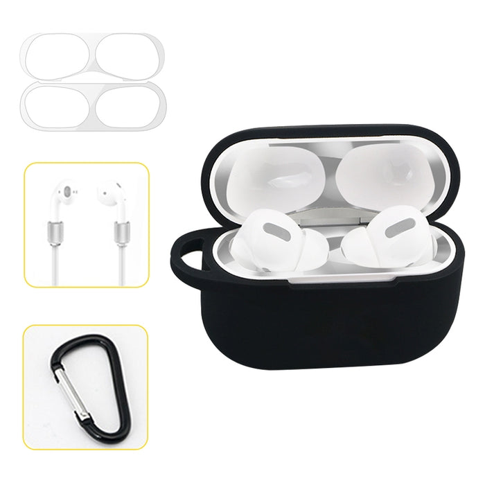 Para AirPods Pro Silicona Auriculares inalámbricos Estuche protector Caja de almacenamiento con gancho Cuerda anticaída