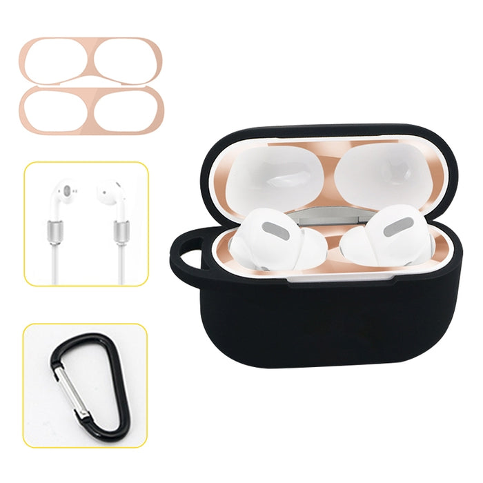 Para AirPods Pro Silicona Auriculares inalámbricos Estuche protector Caja de almacenamiento con gancho Cuerda anticaída