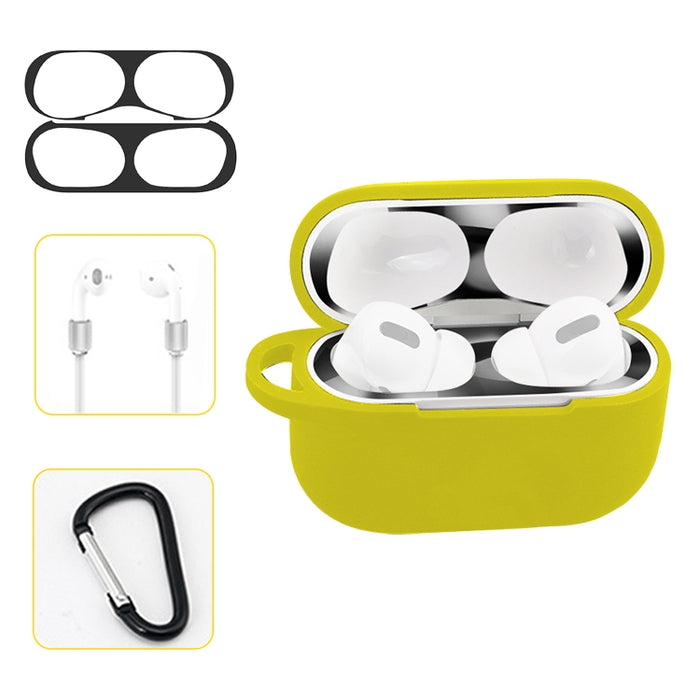 Para AirPods Pro Silicona Auriculares inalámbricos Estuche protector Caja de almacenamiento con gancho Cuerda anticaída