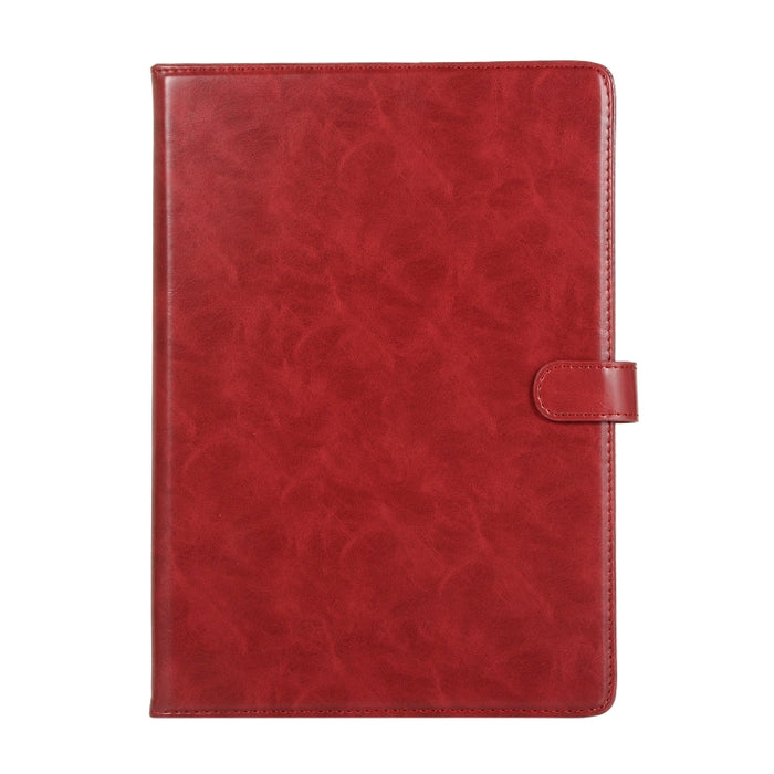 Estuche de cuero con tapa horizontal con textura de caballo loco con hebilla y soporte y ranuras para tarjetas y billetera y marco de fotos
