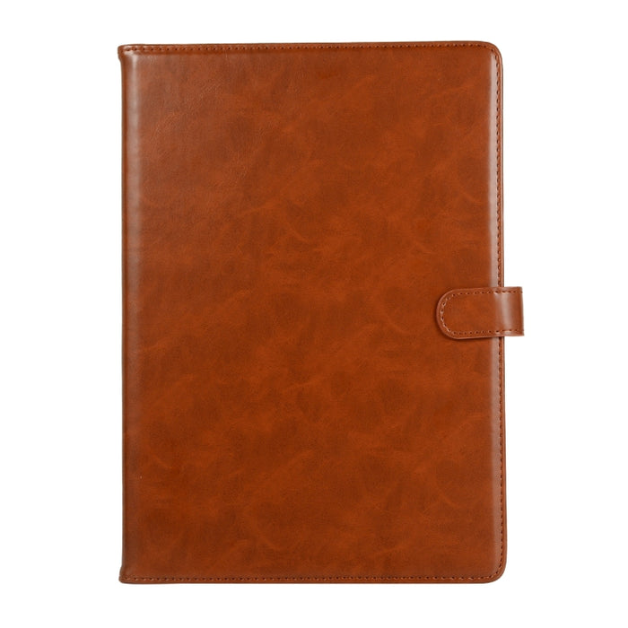 Estuche de cuero con tapa horizontal con textura de caballo loco con hebilla y soporte y ranuras para tarjetas y billetera y marco de fotos
