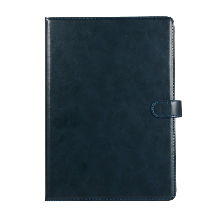 Estuche de cuero con tapa horizontal con textura de caballo loco con hebilla y soporte y ranuras para tarjetas y billetera y marco de fotos