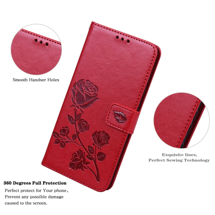 Estuche de cuero de PU con tapa horizontal en relieve rosa con soporte y ranuras para tarjetas y billetera, For Xiaomi Redmi 10