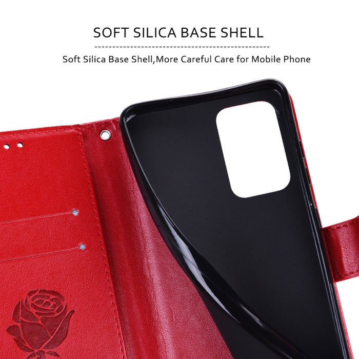 Estuche de cuero de PU con tapa horizontal en relieve rosa con soporte y ranuras para tarjetas y billetera, For Xiaomi Redmi 10