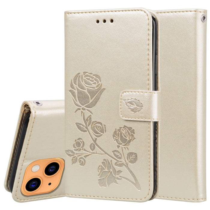 Estuche de cuero de PU con tapa horizontal en relieve rosa con soporte y ranuras para tarjetas y billetera