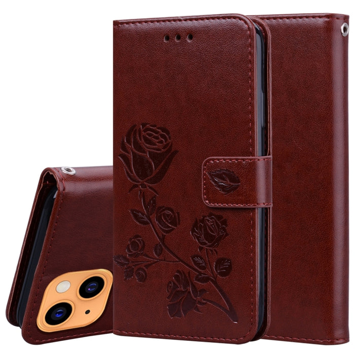 Estuche de cuero de PU con tapa horizontal en relieve rosa con soporte y ranuras para tarjetas y billetera