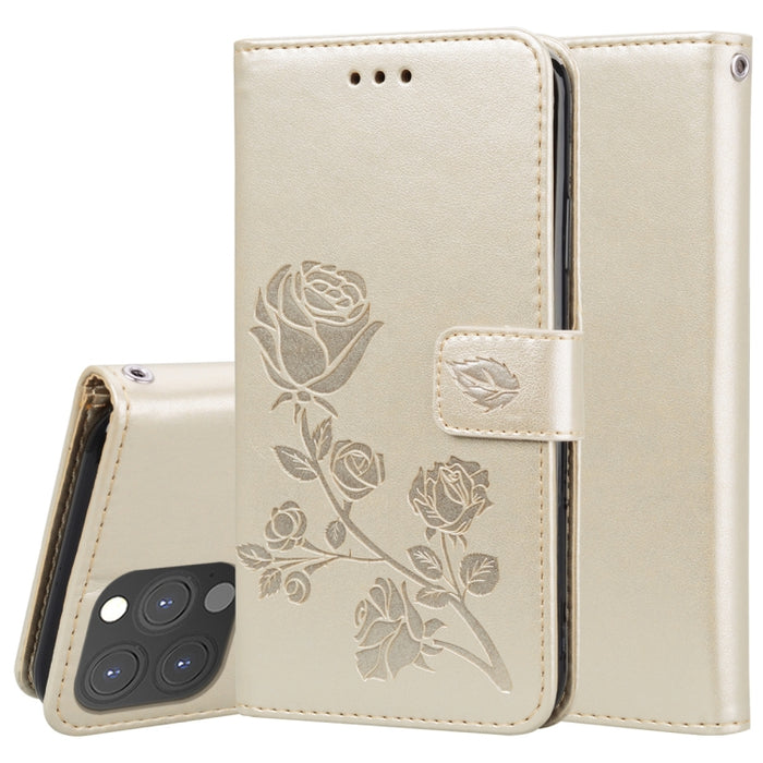 Estuche de cuero de PU con tapa horizontal en relieve rosa con soporte y ranuras para tarjetas y billetera