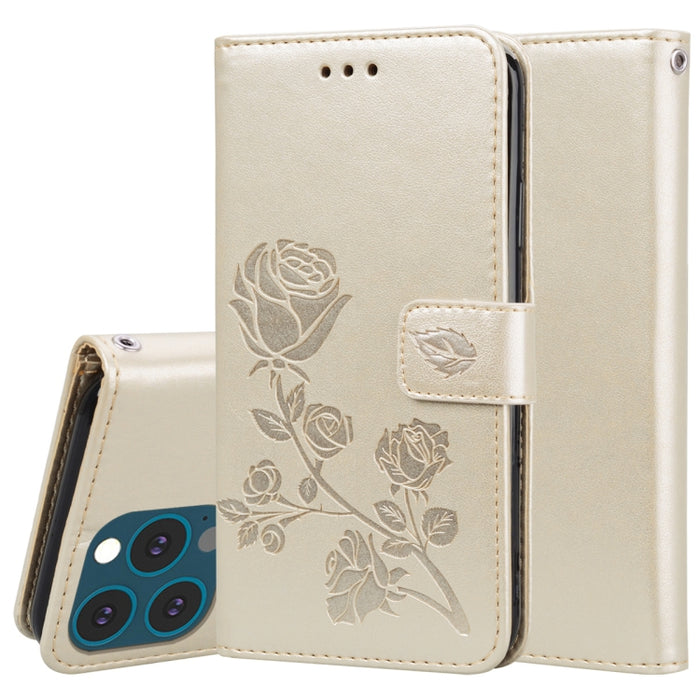 Estuche de cuero de PU con tapa horizontal en relieve rosa con soporte y ranuras para tarjetas y billetera