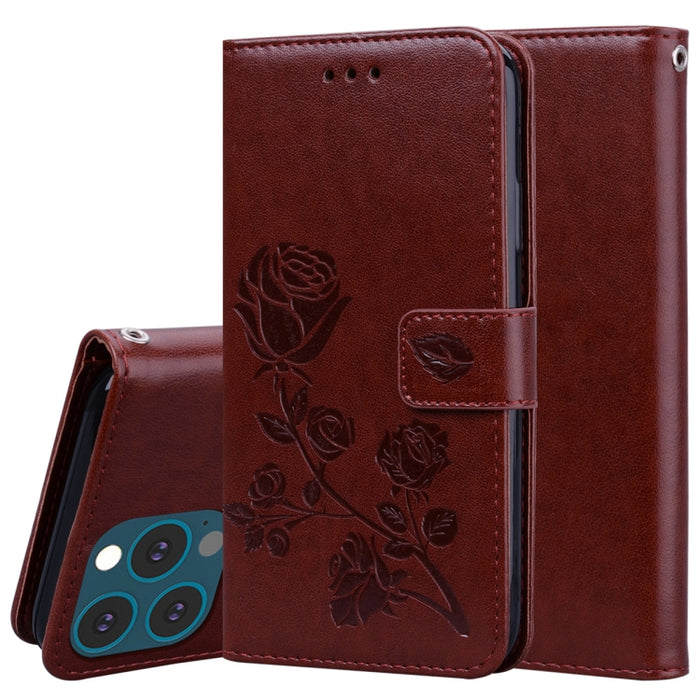 Estuche de cuero de PU con tapa horizontal en relieve rosa con soporte y ranuras para tarjetas y billetera