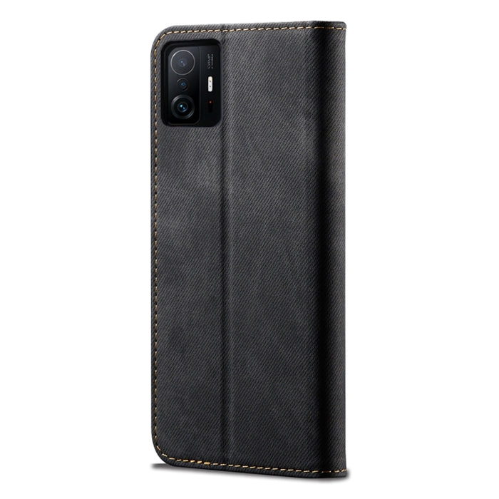 Estuche de cuero con tapa horizontal de estilo casual de textura de mezclilla con soporte y ranuras para tarjetas y billetera, For Xiaomi 11T Pro