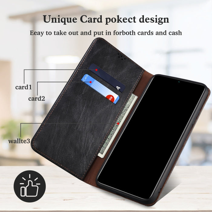 Estuche de cuero con tapa horizontal con textura de caballo loco de cera simple con ranuras para tarjetas y soporte y billetera, For Xiaomi 11T Pro