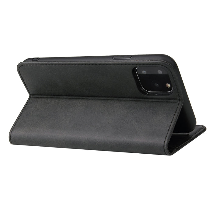 Estuche de cuero con tapa horizontal magnética con textura de becerro con soporte y ranuras para tarjetas y billetera, For iPhone 11 Pro, For iPhone SE 2022 / SE 2020 / 8 / 7, For iPhone 11