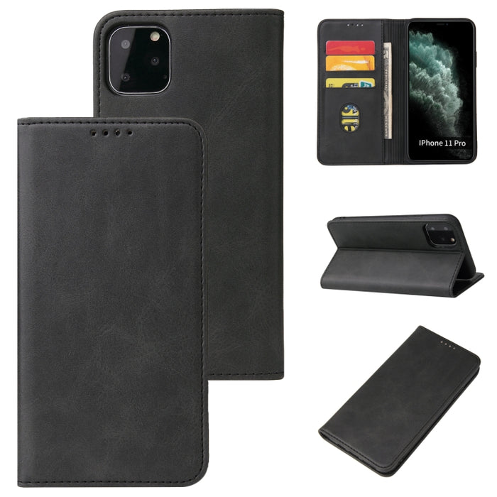 Estuche de cuero con tapa horizontal magnética con textura de becerro con soporte y ranuras para tarjetas y billetera, For iPhone 11 Pro, For iPhone SE 2022 / SE 2020 / 8 / 7, For iPhone 11