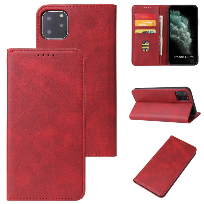 Estuche de cuero con tapa horizontal magnética con textura de becerro con soporte y ranuras para tarjetas y billetera, For iPhone 11 Pro, For iPhone SE 2022 / SE 2020 / 8 / 7, For iPhone 11