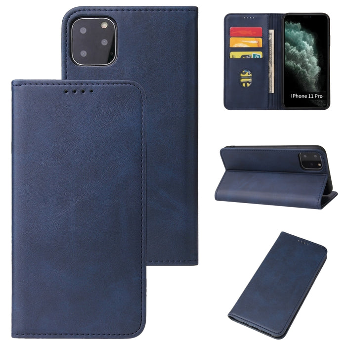 Estuche de cuero con tapa horizontal magnética con textura de becerro con soporte y ranuras para tarjetas y billetera, For iPhone 11 Pro, For iPhone SE 2022 / SE 2020 / 8 / 7, For iPhone 11