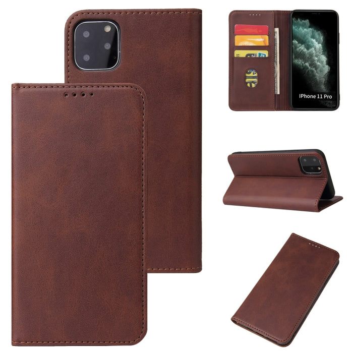 Estuche de cuero con tapa horizontal magnética con textura de becerro con soporte y ranuras para tarjetas y billetera, For iPhone 11 Pro, For iPhone SE 2022 / SE 2020 / 8 / 7, For iPhone 11