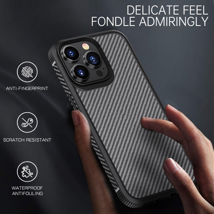 iPAKY Serie MG Fibra de carbono TPU + PC Estuche a prueba de golpes