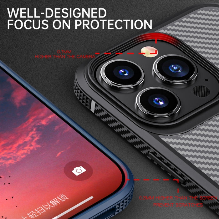 iPAKY Serie MG Fibra de carbono TPU + PC Estuche a prueba de golpes