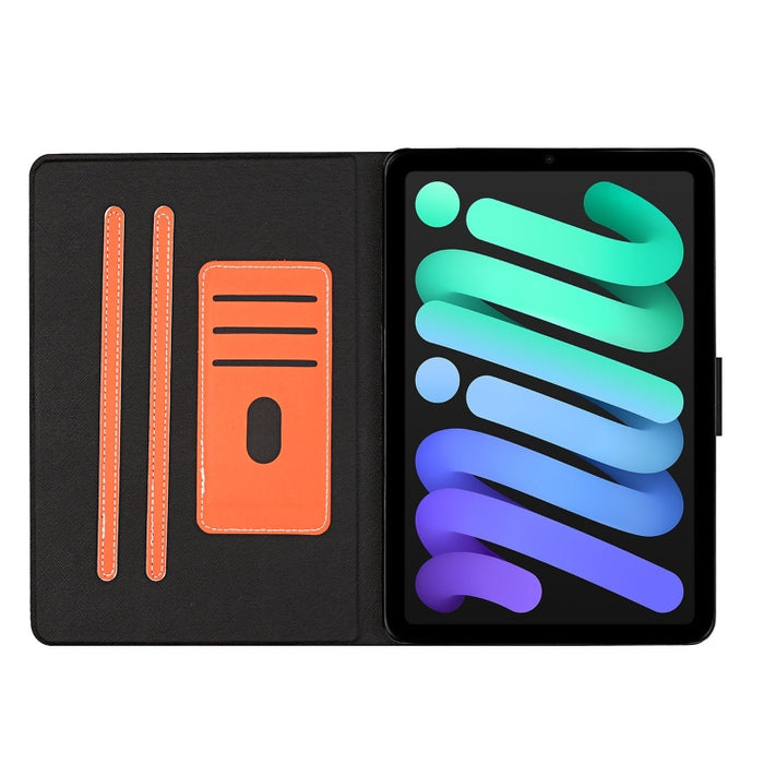 Estuche de cuero con tapa horizontal de color puro con ranuras para tarjetas y soporte y función de suspensión / activación