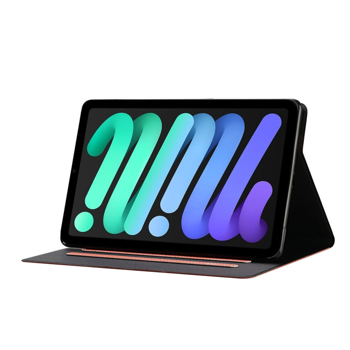 Estuche de cuero con tapa horizontal de color puro con ranuras para tarjetas y soporte y función de suspensión / activación