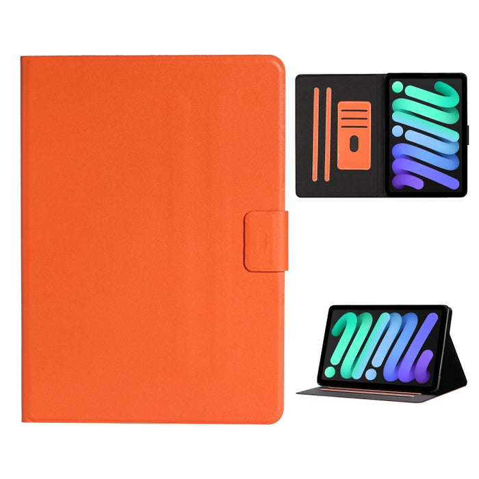 Estuche de cuero con tapa horizontal de color puro con ranuras para tarjetas y soporte y función de suspensión / activación