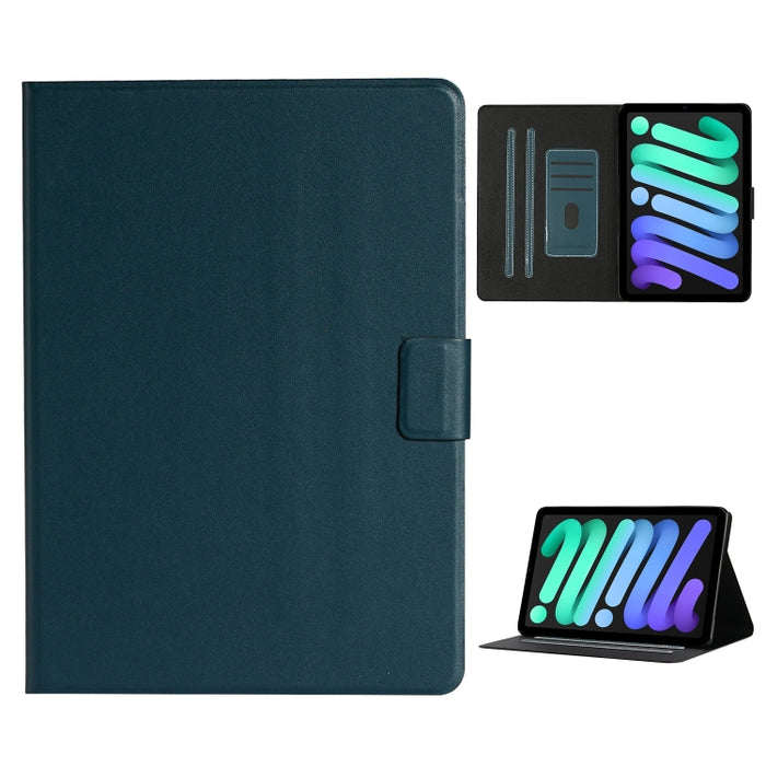Estuche de cuero con tapa horizontal de color puro con ranuras para tarjetas y soporte y función de suspensión / activación