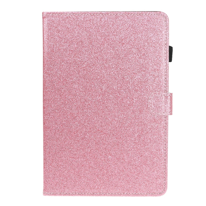 Estuche de cuero con tapa horizontal en polvo con purpurina barnizada con soporte y ranura para tarjeta