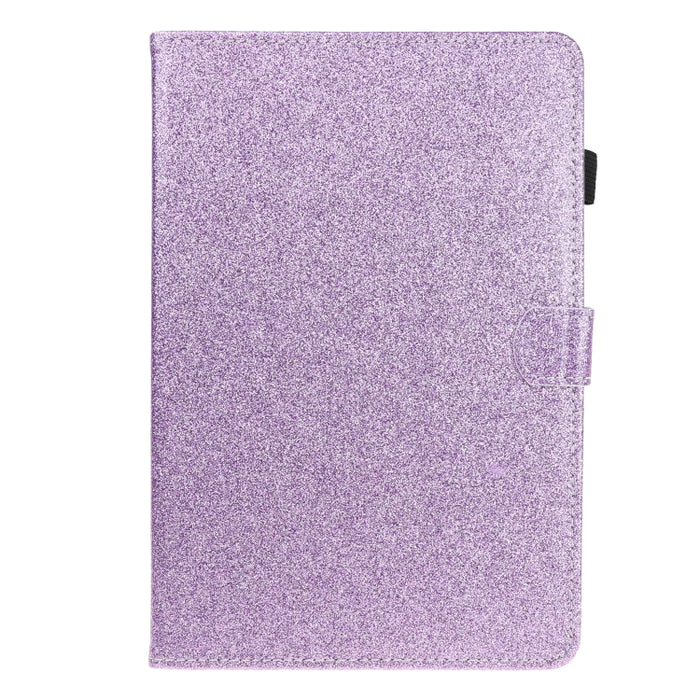 Estuche de cuero con tapa horizontal en polvo con purpurina barnizada con soporte y ranura para tarjeta