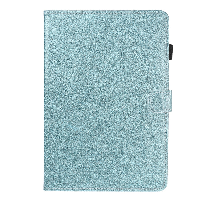 Estuche de cuero con tapa horizontal en polvo con purpurina barnizada con soporte y ranura para tarjeta