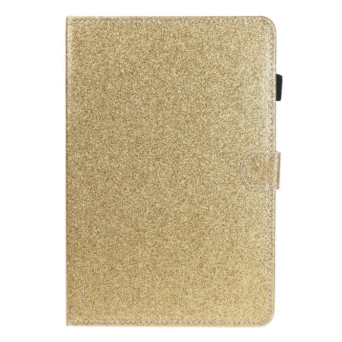 Estuche de cuero con tapa horizontal en polvo con purpurina barnizada con soporte y ranura para tarjeta