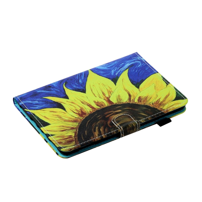 Estuche de cuero con tapa horizontal con costuras de dibujo a color con soporte y ranura para tarjeta y función de suspensión / activación, For iPad mini 2024 / mini 6