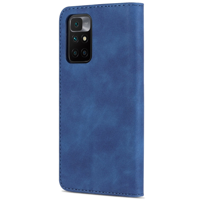 AZNS Skin Feel Calf Texture Funda de cuero con tapa horizontal con ranuras para tarjetas y soporte y billetera, For Xiaomi Redmi 10