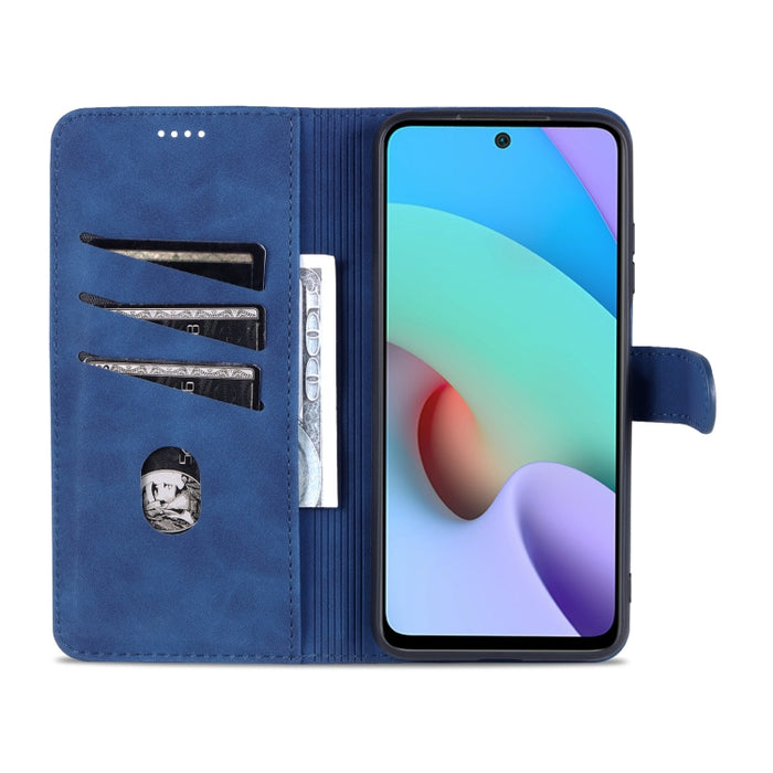 AZNS Skin Feel Calf Texture Funda de cuero con tapa horizontal con ranuras para tarjetas y soporte y billetera, For Xiaomi Redmi 10