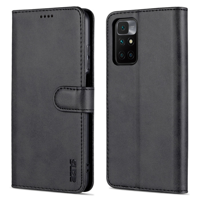 AZNS Skin Feel Calf Texture Funda de cuero con tapa horizontal con ranuras para tarjetas y soporte y billetera, For Xiaomi Redmi 10
