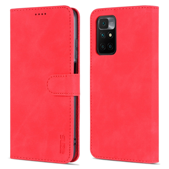 AZNS Skin Feel Calf Texture Funda de cuero con tapa horizontal con ranuras para tarjetas y soporte y billetera, For Xiaomi Redmi 10
