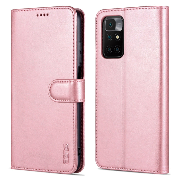AZNS Skin Feel Calf Texture Funda de cuero con tapa horizontal con ranuras para tarjetas y soporte y billetera, For Xiaomi Redmi 10