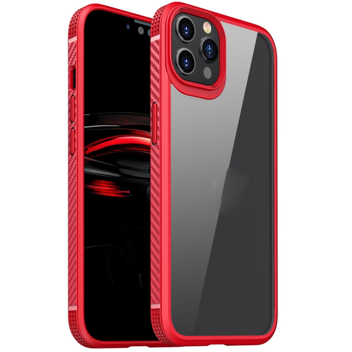 Estuche a prueba de golpes con bolsa de aire de cuatro esquinas de PC transparente de fibra de carbono TPU + PC transparente, For iPhone 12 Pro Max, For iPhone 12 / 12 Pro, For iPhone 11 Pro, For iPhone 11 Pro Max